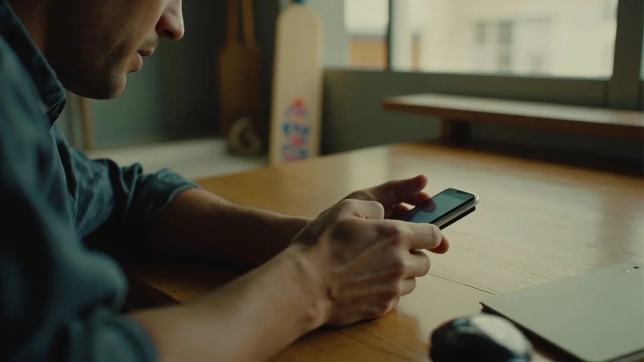 A calm desk with a phone displaying a sign-in screen and a paper note of recovery steps
