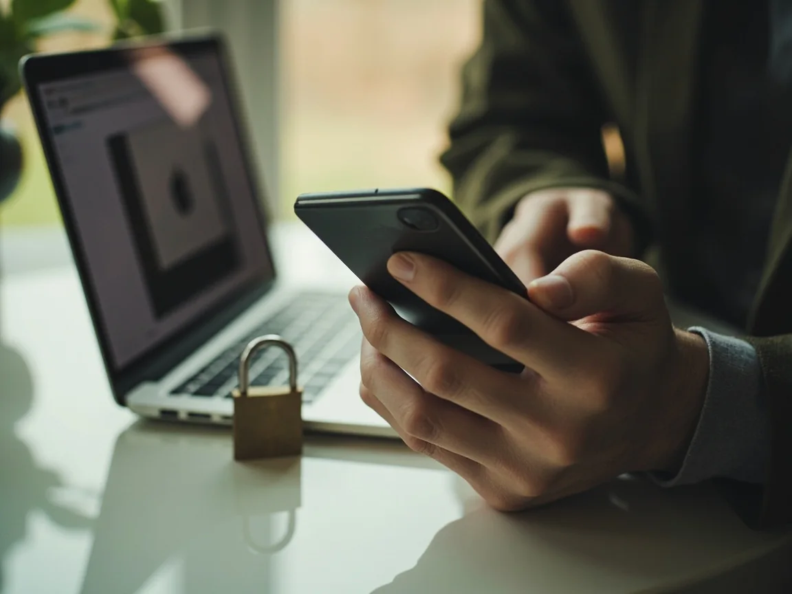 Close view of a phone screen showing a URL bar during link verification